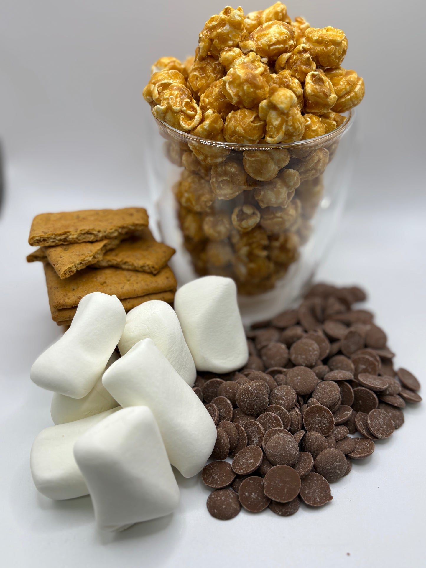 S'mores Chocolate Coated Caramel Popcorn