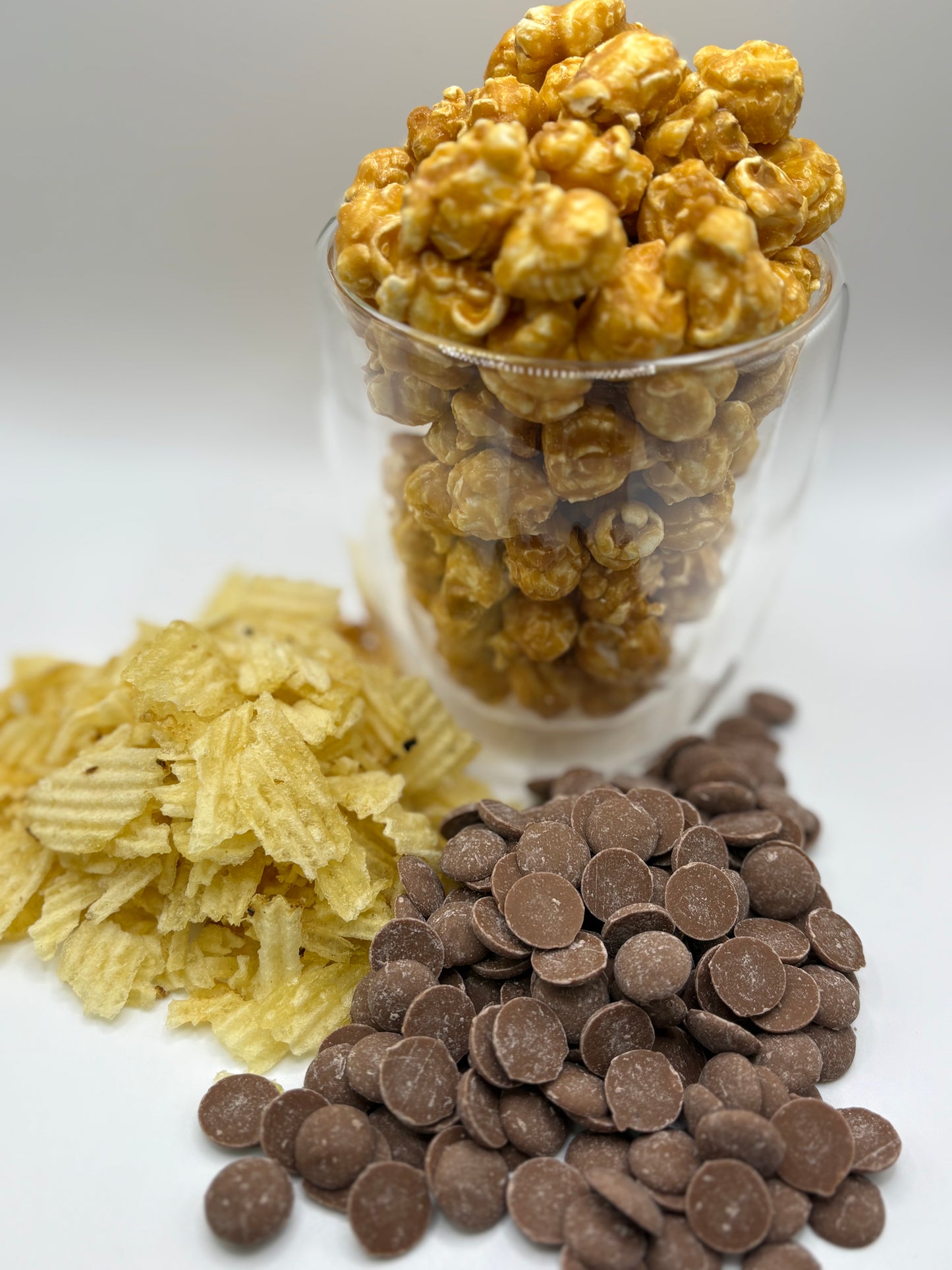 Potato Chip Chocolate Coated Caramel Popcorn