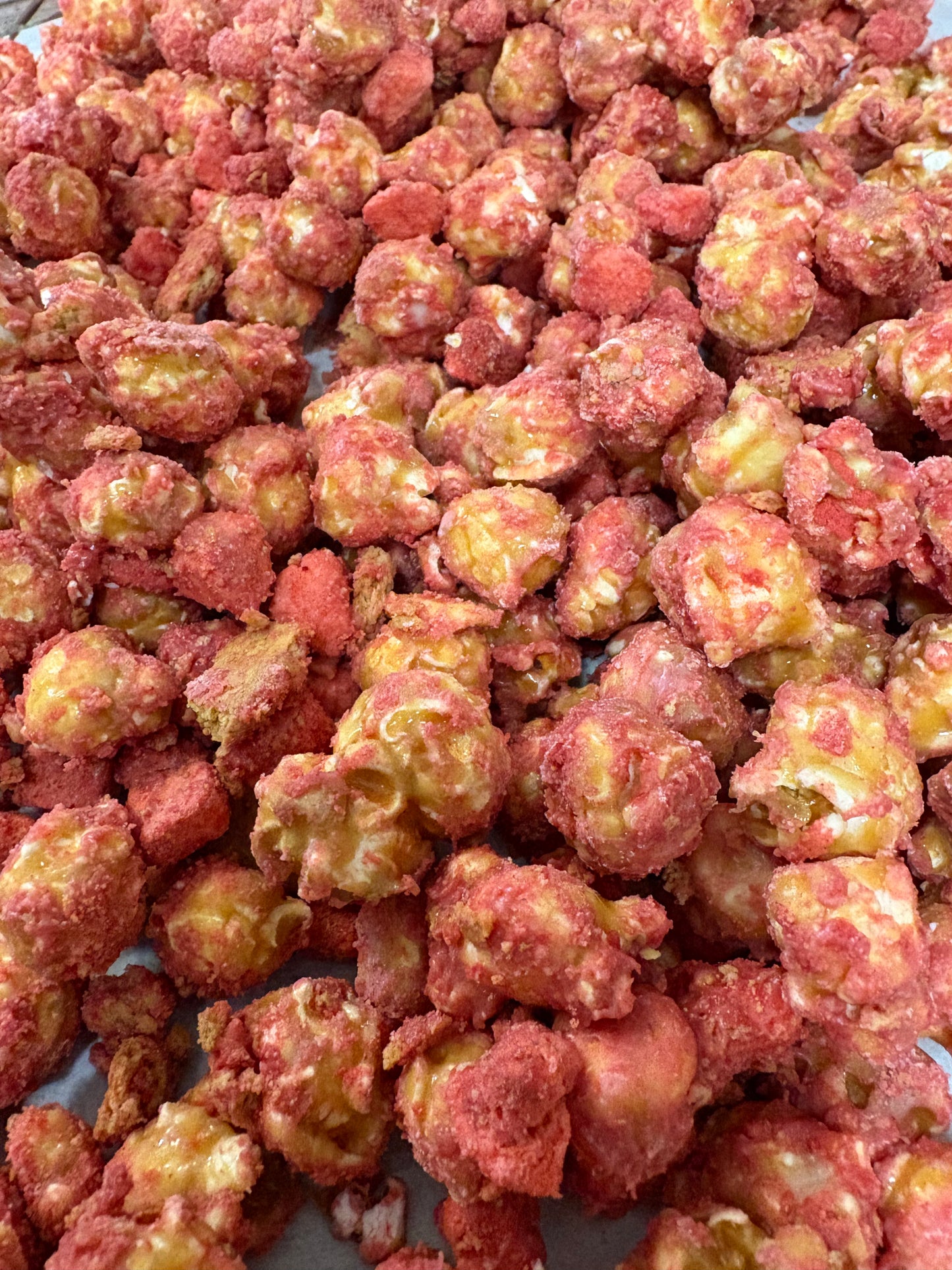 Strawberry Shortcake Chocolate Coated Caramel Popcorn
