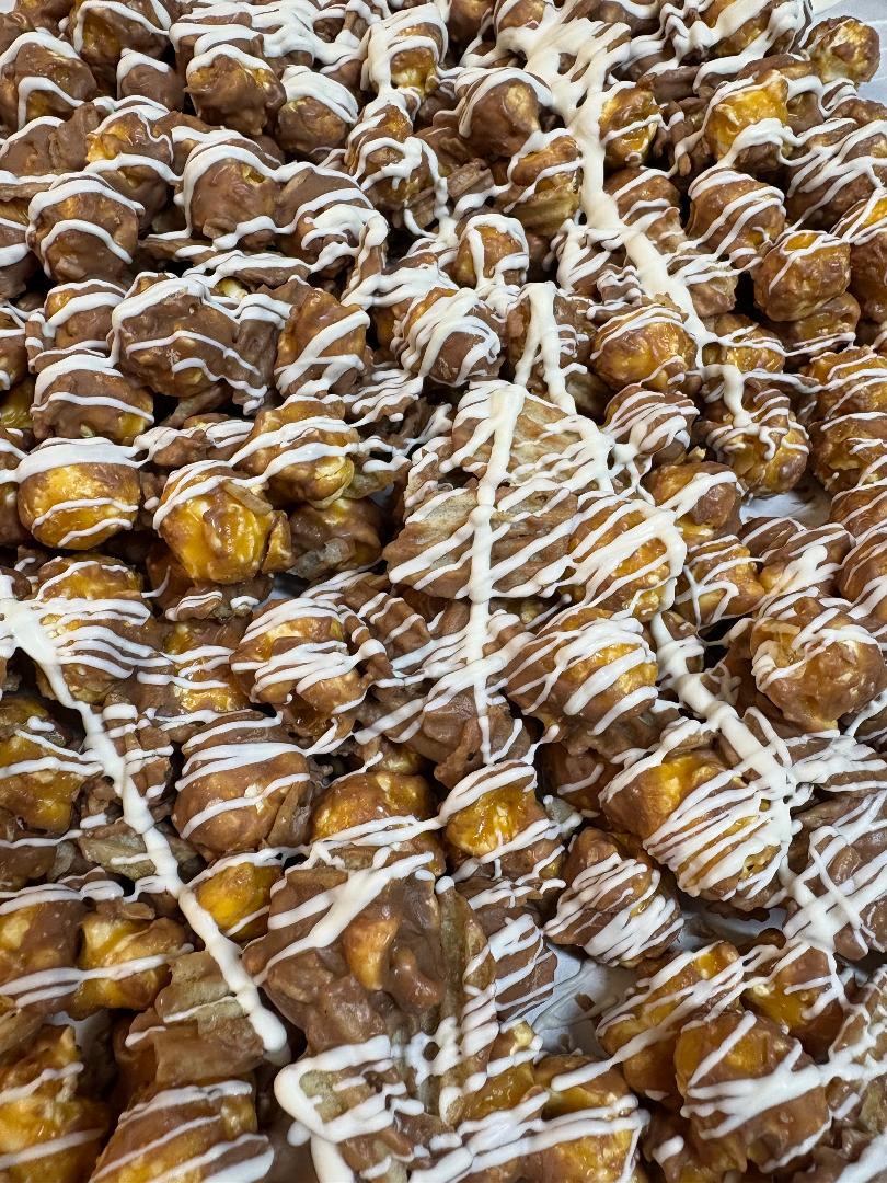 Potato Chip Chocolate Coated Caramel Popcorn
