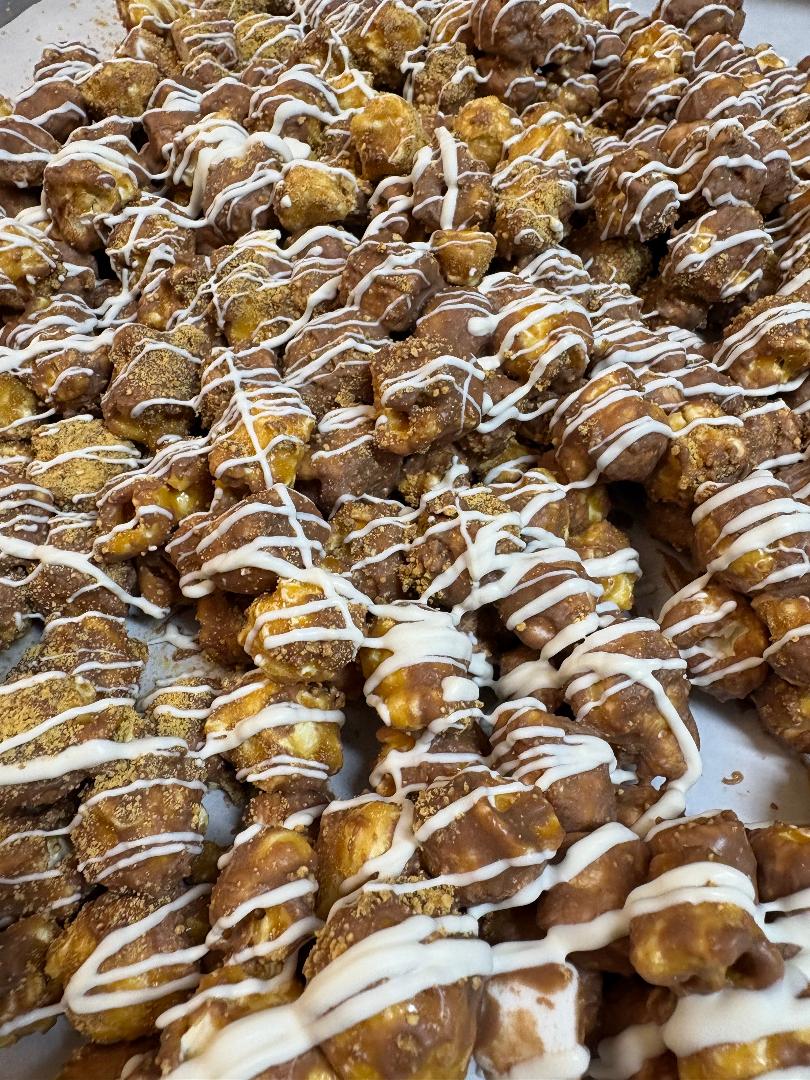 S'mores Chocolate Coated Caramel Popcorn