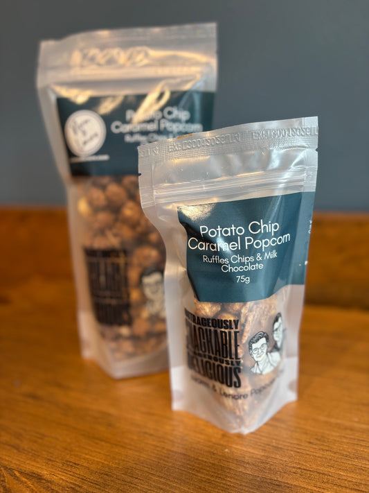 Potato Chip Chocolate Coated Caramel Popcorn