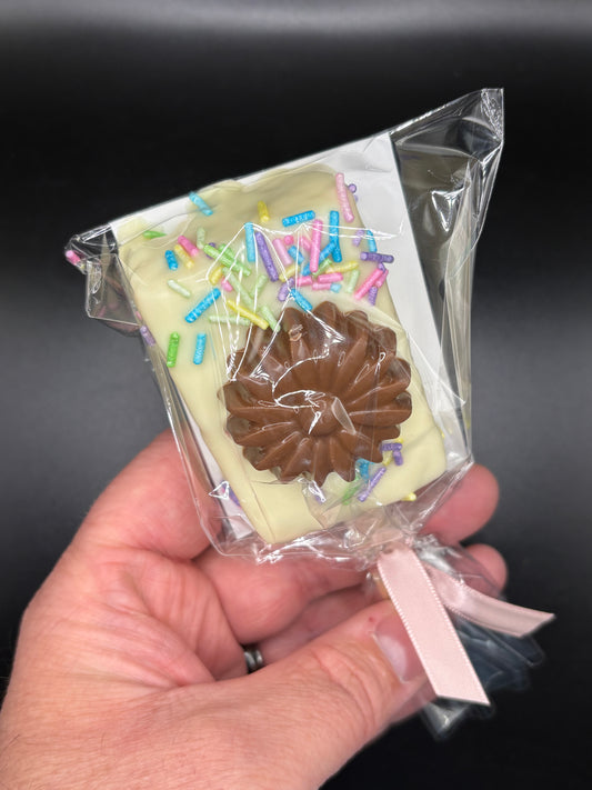 White Chocolate Floral Rice Krispie Square